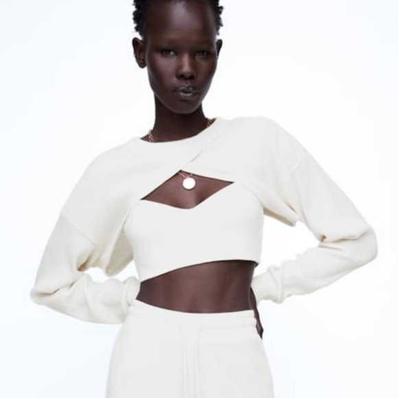 Zara Tops | Zara Ribbed Arm Warmers | Color: Cream/Tan | Size: M | Kellidease's Closet